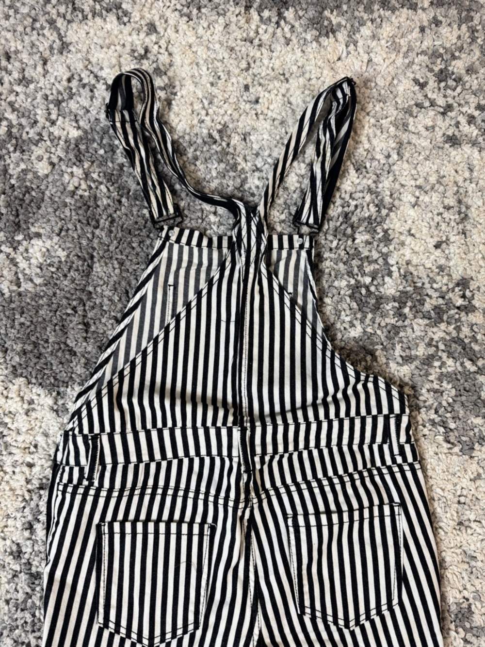 Forever 21, Mens Black and White Striped Denim Overalls, US Size: 30 - Picture 7 of 11